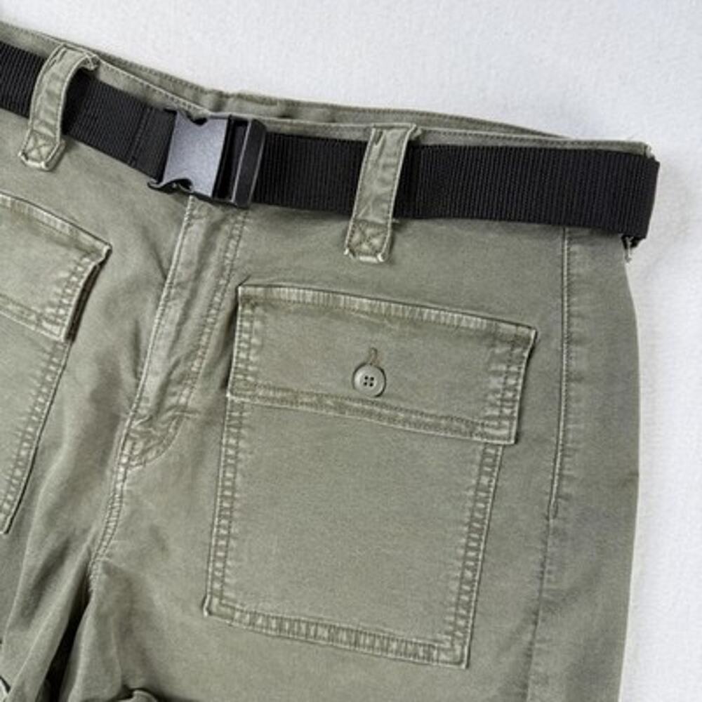 American Eagle Super Hi-Rise Festival Cargo Shorts 12 Green Belted 3"